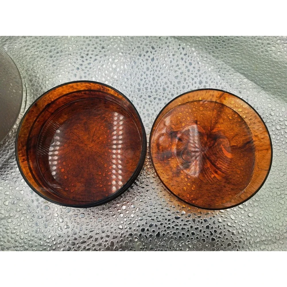 Vtg Interlude Dusting Powder Corn Silk‎ Micron Tortoiseshell Containers Set 2